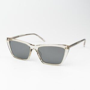 Saint Laurent Women Sunglasses Transparent Beige Silver Cat Eye SL737 MICA THIN